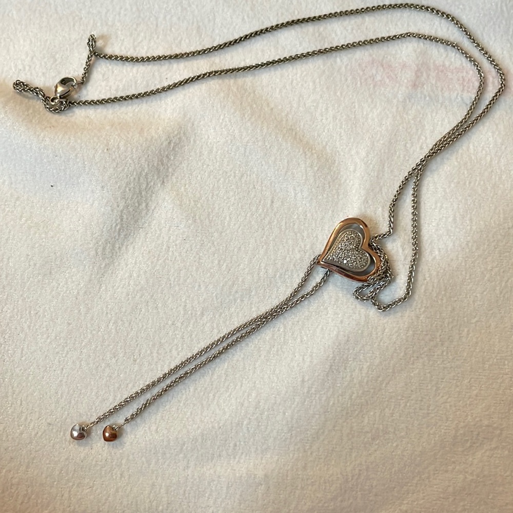 Heart diamond pave slide necklace.